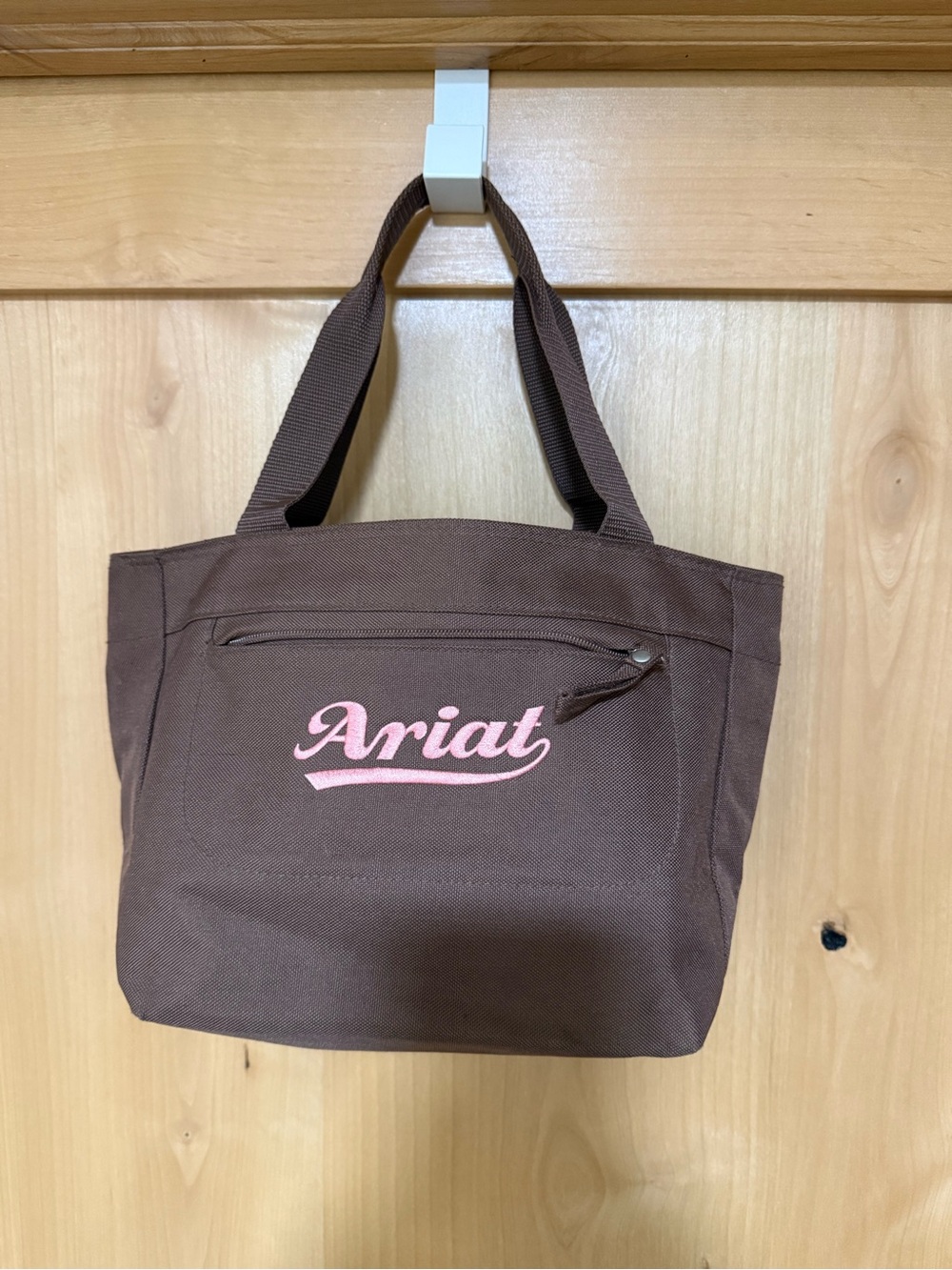 Ariat Chocolate Brown Tote with Pink Logo